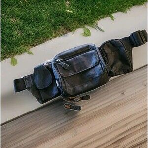 TOTES Black Nylon FANNY PACK Belt Zip Bag Hiking Festival Fishing Travel Biking